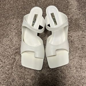 Billini Square Toe White Mules